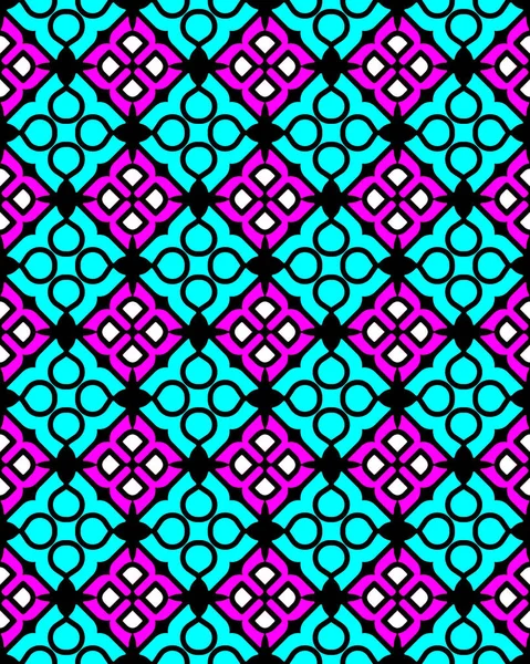 Иллюстрация Бесшовного Рисунка Плитки Орнаментами Фиолетового Синего Белого Черного Цвета — стоковое фото