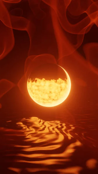 Ілюстрація Палаючої Планети Вогняної Туманної Атмосфери Графіка Руху — стокове фото