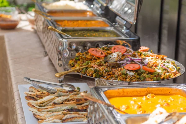 Buffet Table Different Delicious Meals Served — Stock Photo, Image