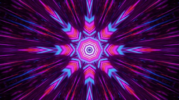 Vykreslování Chladných Futuristických Kaleidoskopických Obrazců Zářivých Purpurových Černých Barvách — Stock fotografie