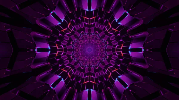 Renderelés Hűvös Futurisztikus Kaleidoszkóp Minták Élénk Lila Fekete Színekben — Stock Fotó