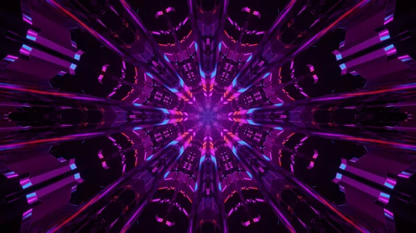 Eine Wiedergabe Cooler Futuristischer Kaleidoskopmuster Leuchtenden Violetten Und Schwarzen Farben — Stockfoto