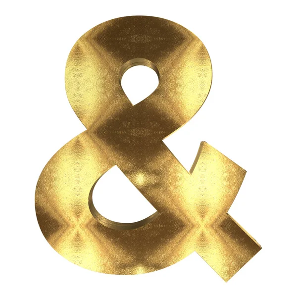Візуалізація Золотого Знака Амперсандрів Ізольовано Білому Тлі — стокове фото