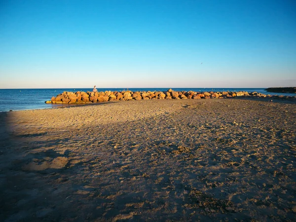 Hermosa Foto Una Playa Sur Francia Durante Una Puesta Sol — Foto de Stock