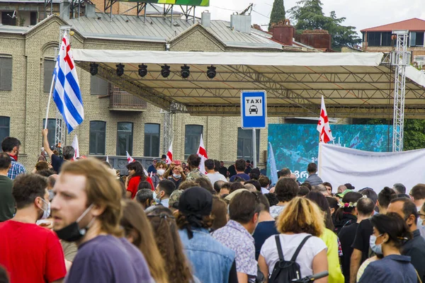 Tbilisi Georgien Mai 2021 Friedliche Georgische Proteste Auf Dem Platz — Stockfoto