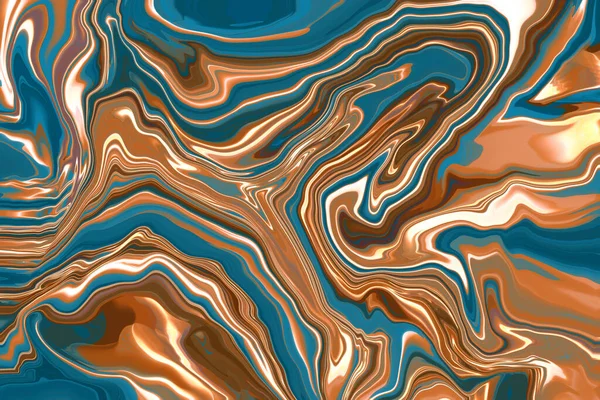 蓝色和橙色抽象连续混合椭圆形波浪形线的图解 — 图库照片