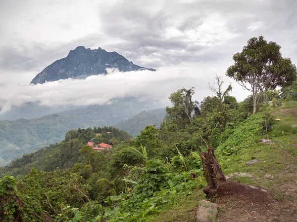 Valle Verde Pintoresco Montaña Kinabalu Nubes Esponjosas Malasia — Foto de Stock
