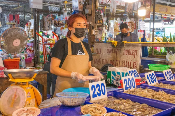 Бангкок Таиланд Июля 2021 Года Течение Ковид Время Уличном Рынке — стоковое фото