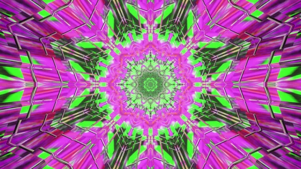 Kaleidoskopické Vzorované Pozadí Růžovými Zelenými Barvami — Stock fotografie
