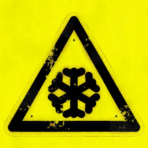 Uma Ilustração Sinal Aviso Temperatura Fria Isolado Fundo Amarelo — Fotografia de Stock