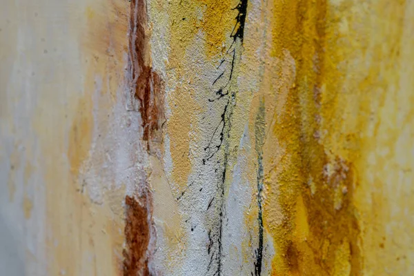 Closeup Image Textured Wall Painted White Brown Yellow — Stock Photo, Image