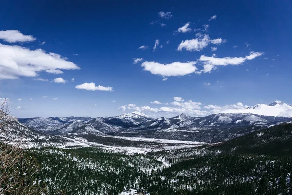 Une Vue Aérienne Des Forêts Des Montagnes Dans Neige — Photo