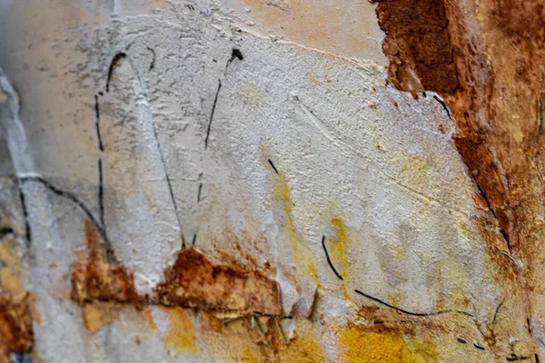 Een Close Afbeelding Van Een Getextureerde Muur Geschilderd Wit Bruin — Stockfoto