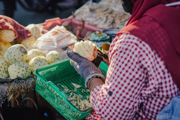 Sragen Indonesia 2021 Ambiente Mercado Tradicional Medio Una Pandemia — Foto de Stock