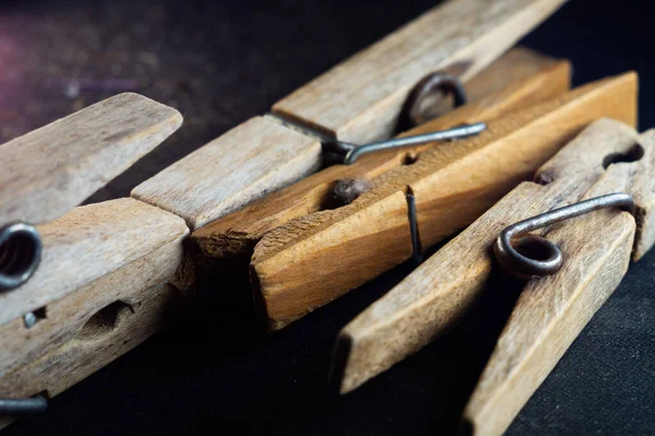 Closeup Shot Pile Wooden Clothespins — Stock Photo, Image