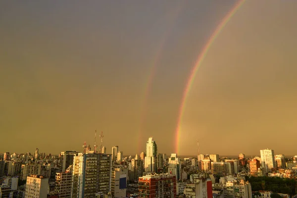 Double Rainbow Belgrano Neighborhood Buenos Aires Rio Plata River Argentina —  Fotos de Stock