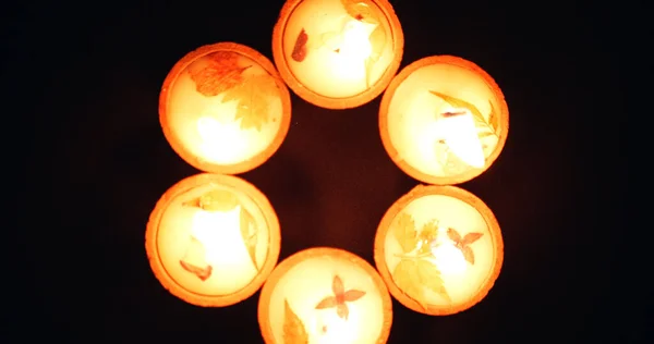 Una Vista Superior Quema Velas Decorativas Diwali — Foto de Stock