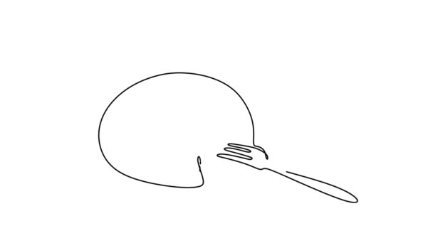 Pizza Tenedor Ilustración Dibujada Con Una Línea Animación — Vídeos de Stock