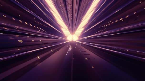 Tünelde Parlak Çizgileri Olan Güzel Neon Işıklardan Oluşan Bir Portal — Stok video