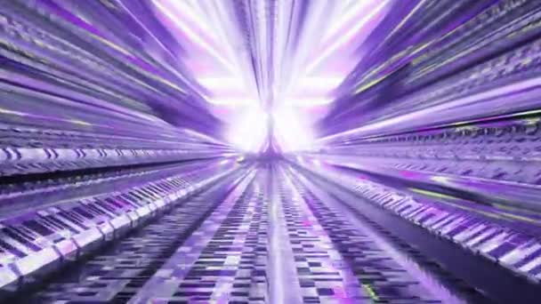 Ein Portal Aus Schönen Neonlichtern Mit Leuchtenden Linien Einem Tunnel — Stockvideo