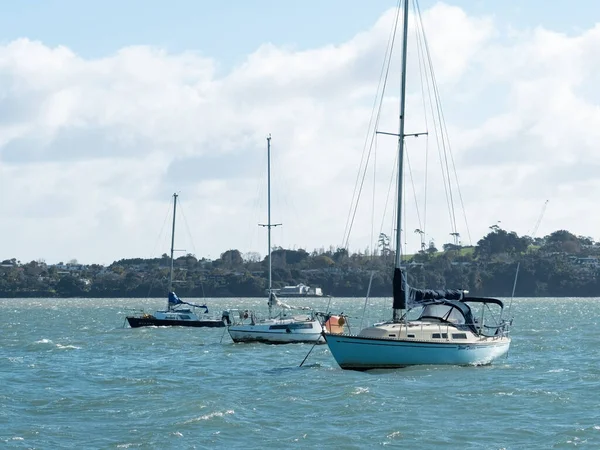 Auckland New Zealand Ιουλ 2021 Άποψη Πλοίων Αγκυροβολημένων Στον Ποταμό — Φωτογραφία Αρχείου