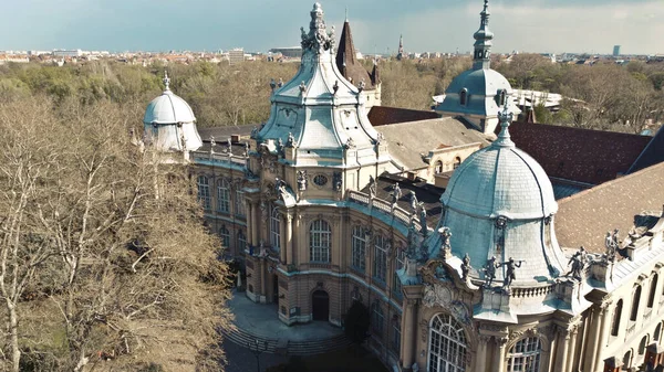 Die Burg Vajdahunyad Umgeben Von Bäumen Sonnenlicht Budapest Ungarn — Stockfoto