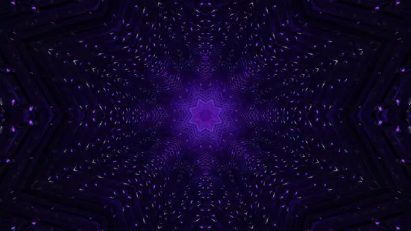 紫のネオンが輝く抽象的な未来的背景の3Dレンダリング — ストック写真