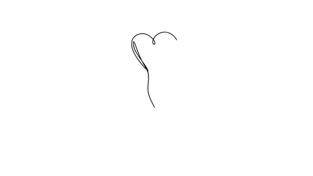 Coração Forma Balão Ilustração Desenhada Com Uma Linha Animação — Vídeo de Stock