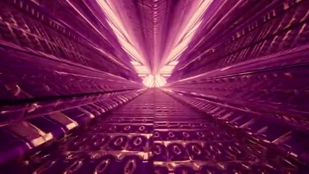 Портал Красивых Неоновых Огней Светящимися Линиями Тоннеле Отлично Подходит Абстрактного — стоковое видео