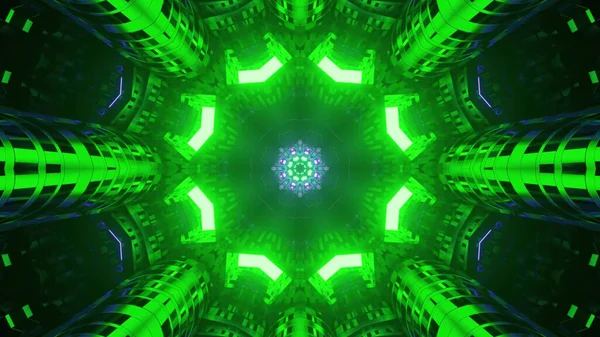 Diseño Abstracto Fondo Con Patrones Futuristas Luces Verdes Frescas — Foto de Stock