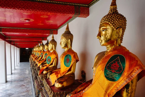 Eine Reihe Goldener Buddha Statuen Tempel Wat Pho — Stockfoto