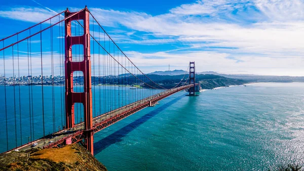 Kilátás Golden Gate Hídra Egy Napos Napon San Franciscóban — Stock Fotó