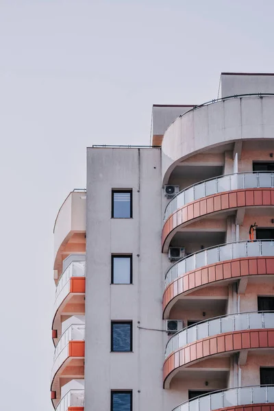 Beautiful View Front Facade Building Balconies — Stock Photo, Image