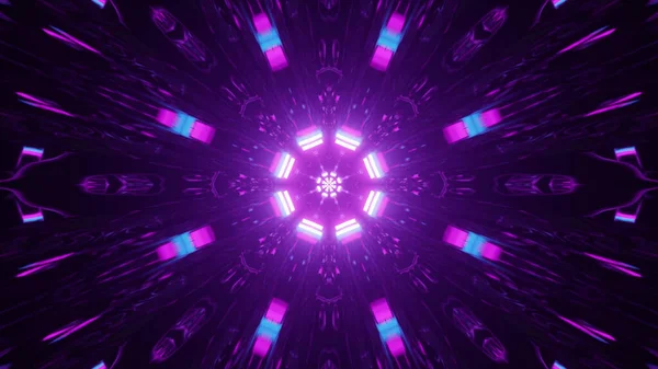 Astratto Sfondo Futuristico Con Forme Geometriche Luci Neon Incandescenti — Foto Stock