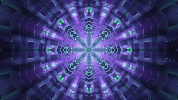 Une Séquence Kaléidoscopique Avec Des Couleurs Violettes Vertes — Photo