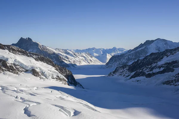 Besneeuwde Alpen Grote Aletsch Gletsjer Zwitserland — Stockfoto