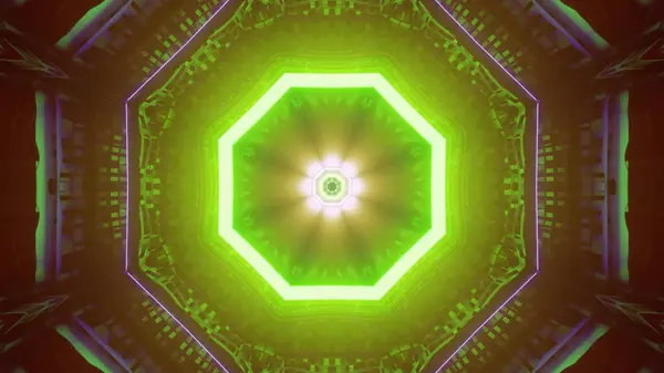 Astratto Sfondo Futuristico Con Forme Geometriche Luci Neon Incandescenti — Foto Stock
