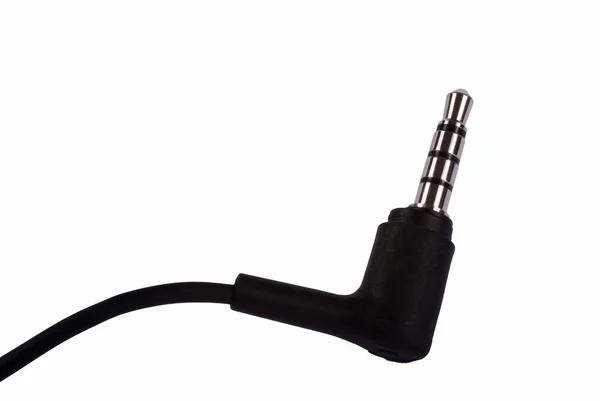 Μαύρο Καλώδιο Σύνδεσης Ακουστικά Λεπτομέρεια Λευκό Φόντο — Φωτογραφία Αρχείου