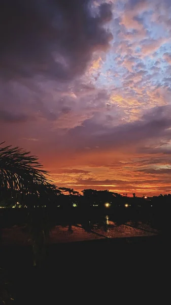 Colores Brillantes Puesta Sol Sobre Campos Arroz Bali — Foto de Stock