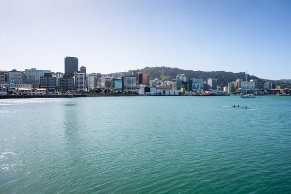 Blick Aus Der Vogelperspektive Auf Das Meer Und Gebäude Wellington — Stockfoto