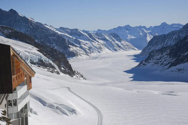 Sviçre Deki Büyük Aletsch Buzulundaki Karlı Alpler — Stok fotoğraf