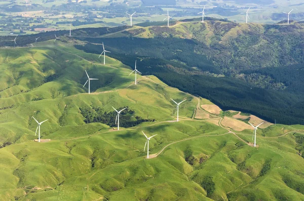 Windpark Manawatu Von Einem Flugzeug Aus Gesehen Die Grünen Tararua — Stockfoto
