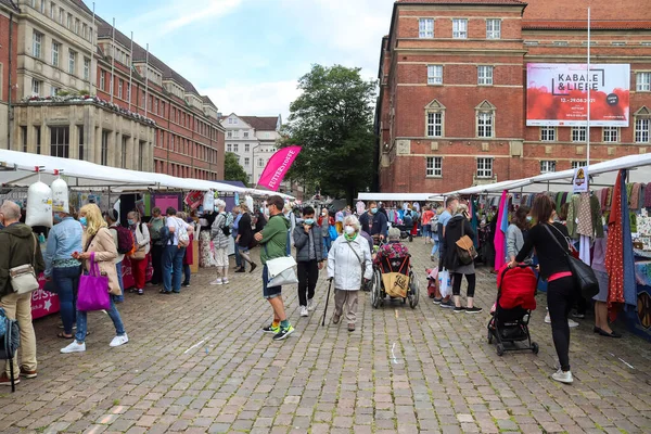 Kiel Germany Jul 2021 Public Fabrics Market Germany Corona Pandemic — Stock Photo, Image