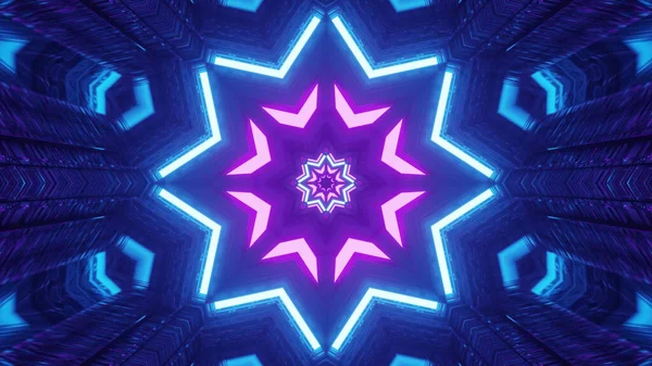 幾何学的形状と輝くネオンライトを用いた未来的背景 — ストック写真