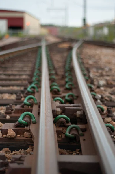 Closeup Rails Daytime — стоковое фото