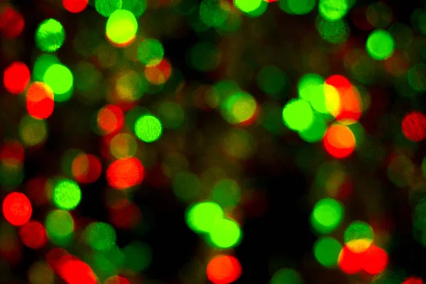 Fondo Oscuro Con Luces Bokeh Verdes Rojas — Foto de Stock