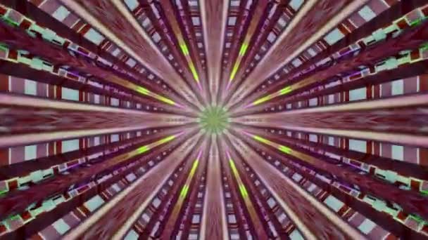 Tünelde Parlak Çizgileri Olan Güzel Neon Işıklardan Oluşan Bir Portal — Stok video