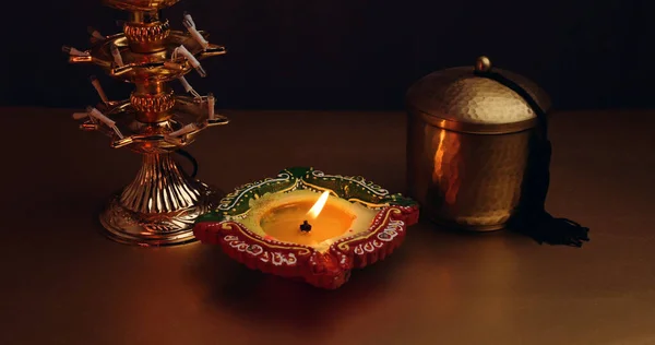 Lumânare Decorativă Diwali Fundal Întunecat — Fotografie, imagine de stoc