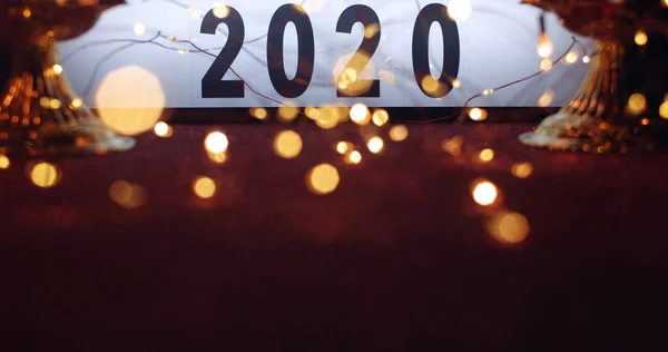 Luminose Luci Bokeh Sullo Sfondo Dei Numeri 2020 Festival Del — Foto Stock