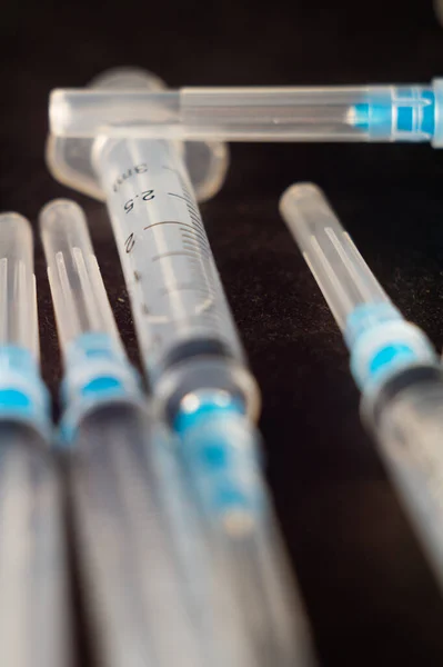 Vertical Closeup Shot Pile Medical Syringes — Stock Photo, Image